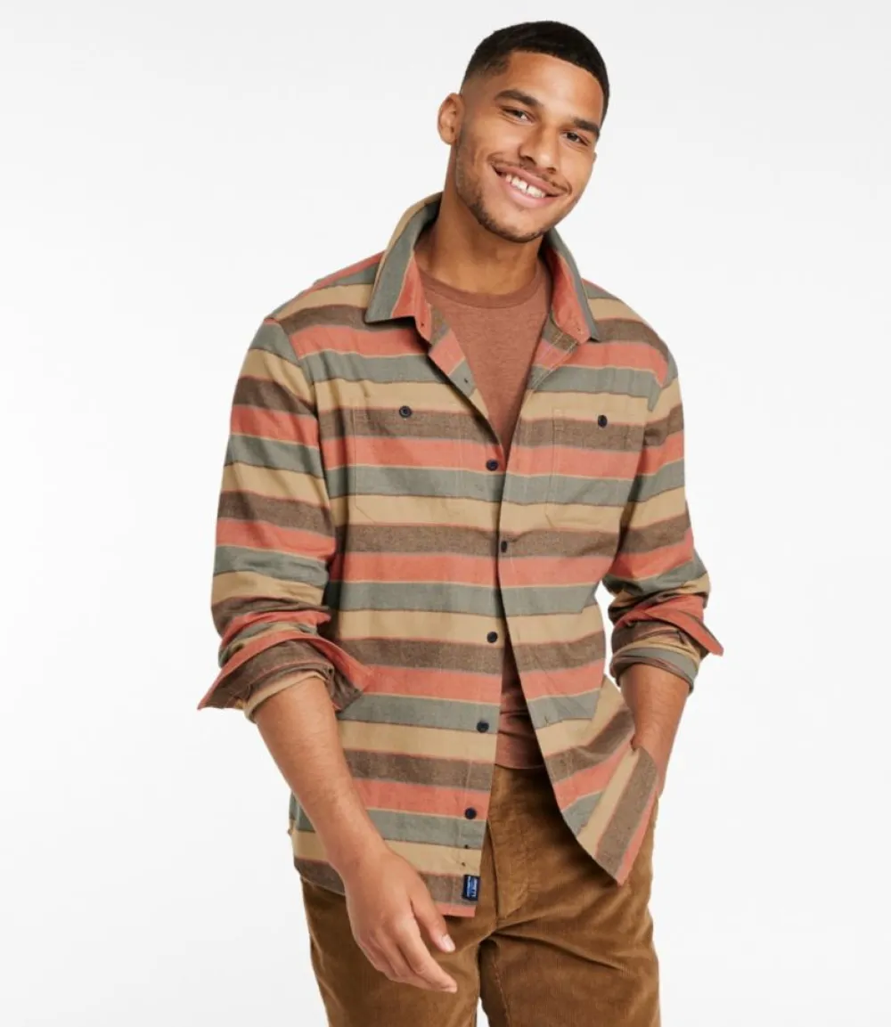"Men's Wicked Soft Flannel Shirt, Stripe, Slightly Fitted Untucked Fit"-L.L.Bean Sale