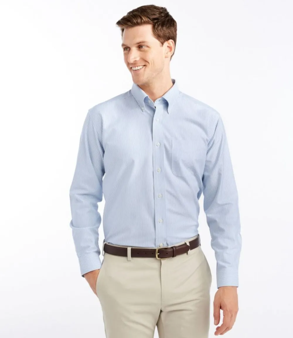 "Men's Wrinkle-Free Classic Oxford Cloth Shirt, Traditional Fit University Stripe"-L.L.Bean Outlet