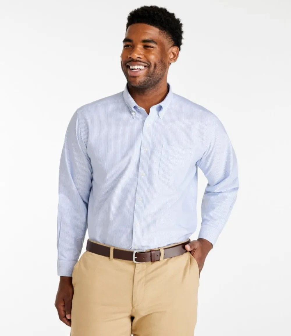 "Men's Wrinkle-Free Classic Oxford Cloth Shirt, Traditional Fit University Stripe"-L.L.Bean Outlet