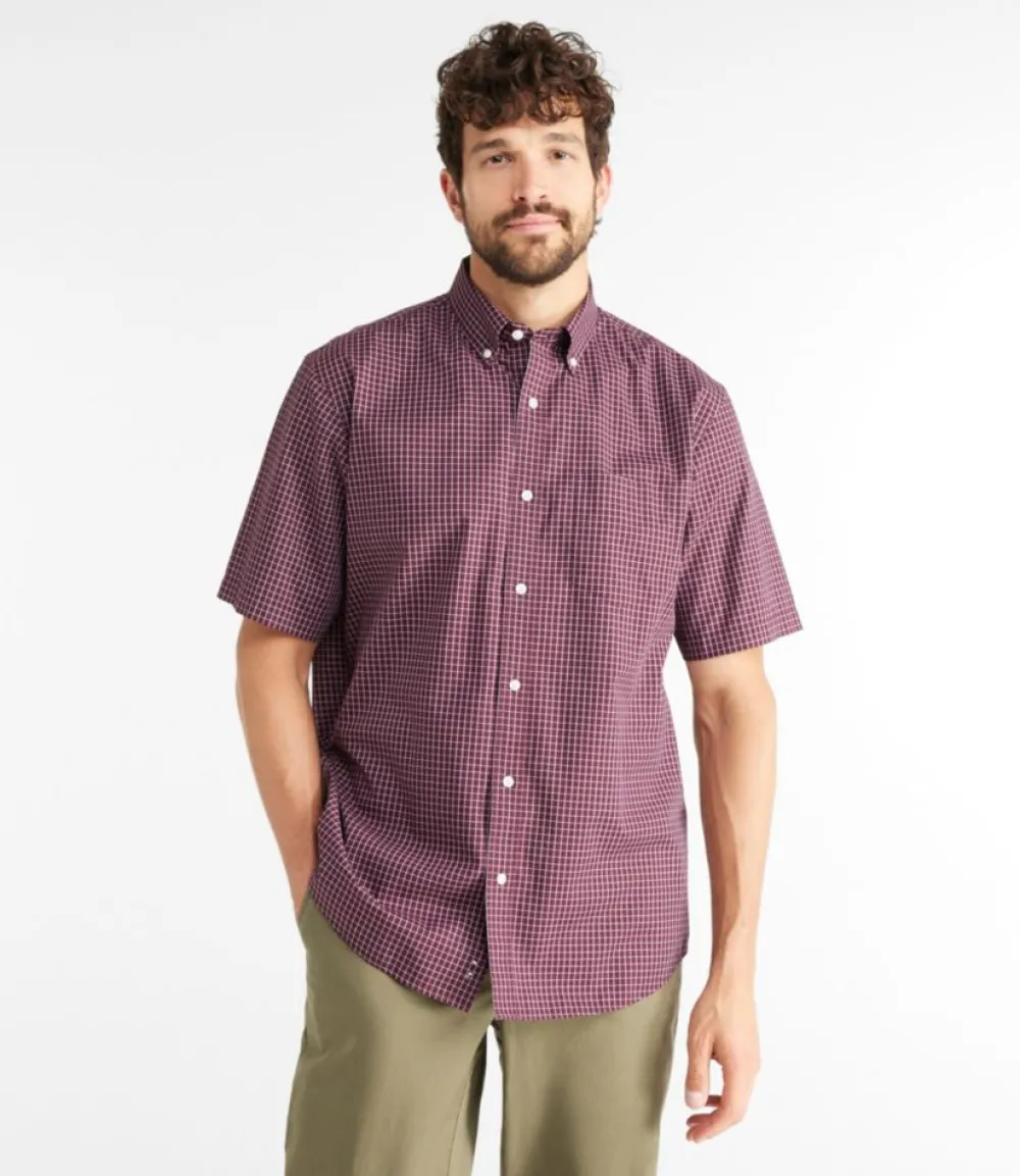 "Men's Wrinkle-Free Kennebunk Sport Shirt, Traditional Fit Short-Sleeve Check"-L.L.Bean Discount