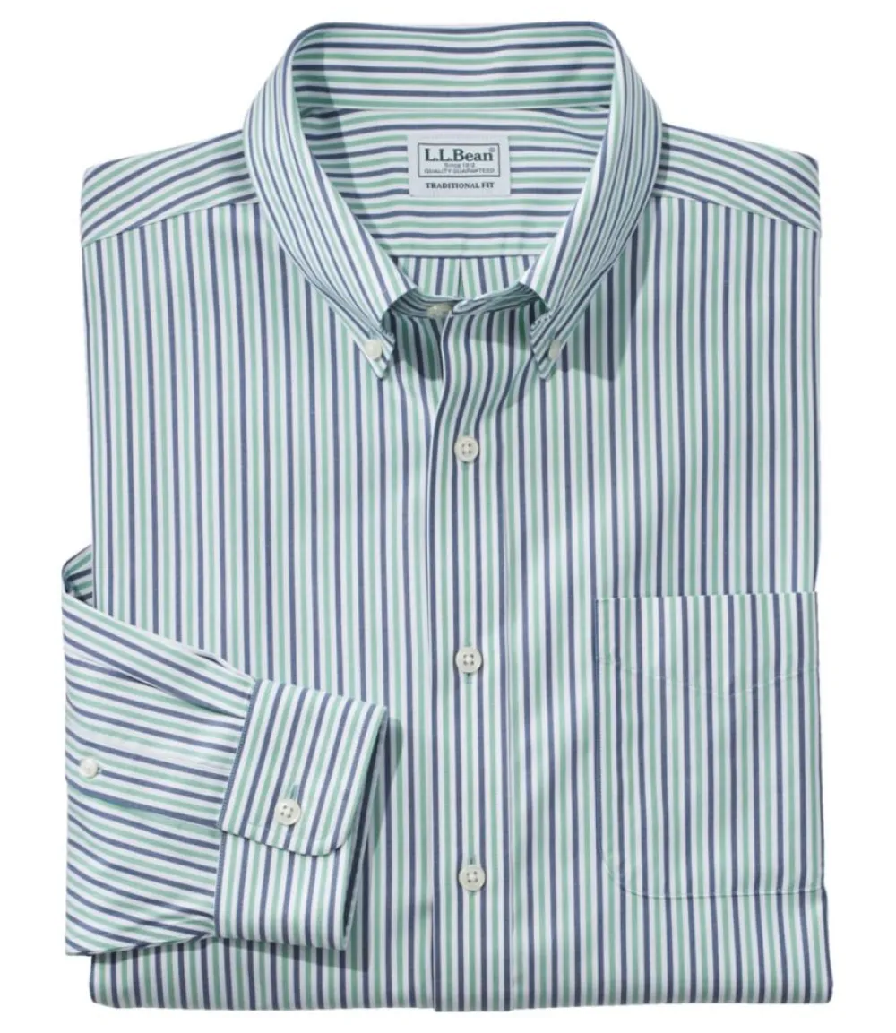 "Men's Wrinkle-Free Pinpoint Oxford Cloth Shirt, Traditional Fit Stripe"-L.L.Bean Sale