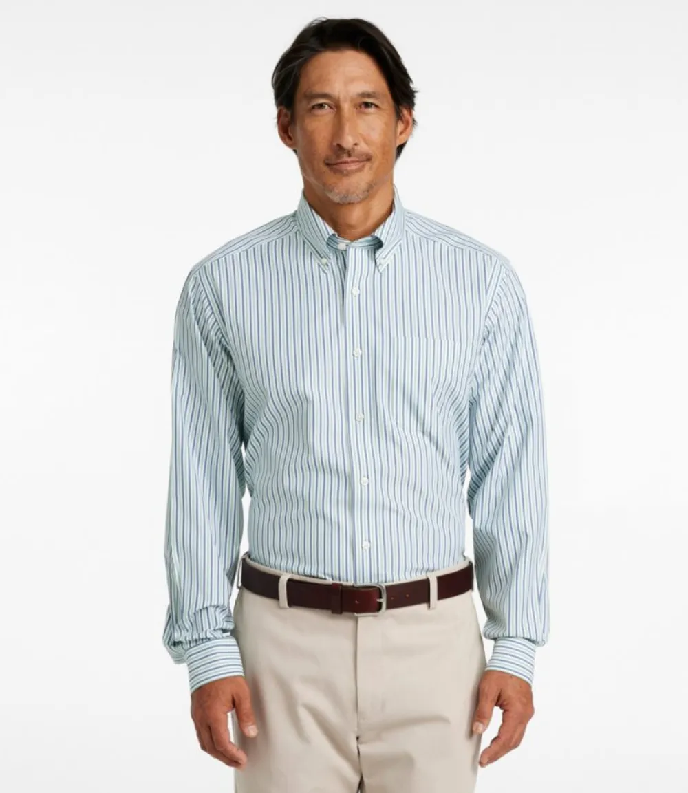 "Men's Wrinkle-Free Pinpoint Oxford Cloth Shirt, Traditional Fit Stripe"-L.L.Bean Sale