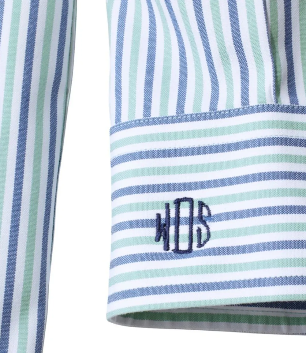 "Men's Wrinkle-Free Pinpoint Oxford Cloth Shirt, Traditional Fit Stripe"-L.L.Bean Sale