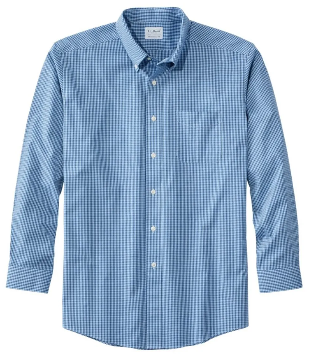 "Men's Wrinkle-Free Pinpoint Oxford Cloth Shirt, Traditional Fit Tattersall"-L.L.Bean Discount