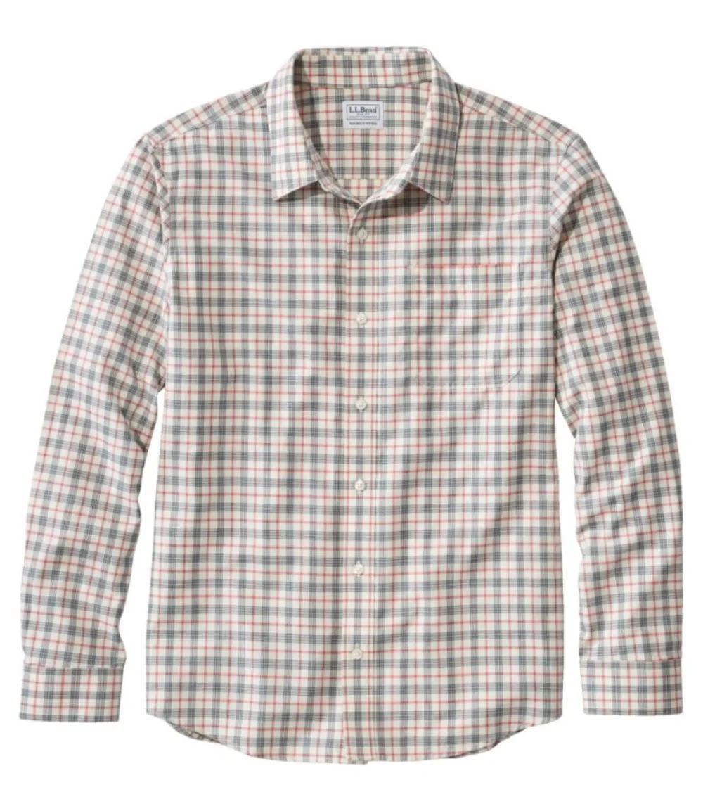 "Men's Wrinkle-Free Ultrasoft Brushed Cotton Shirt, Long-Sleeve, Slightly Fitted Untucked Fit"-L.L.Bean Sale