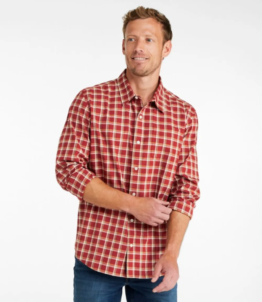"Men's Wrinkle-Free Ultrasoft Brushed Cotton Shirt, Long-Sleeve, Slightly Fitted Untucked Fit"-L.L.Bean Sale
