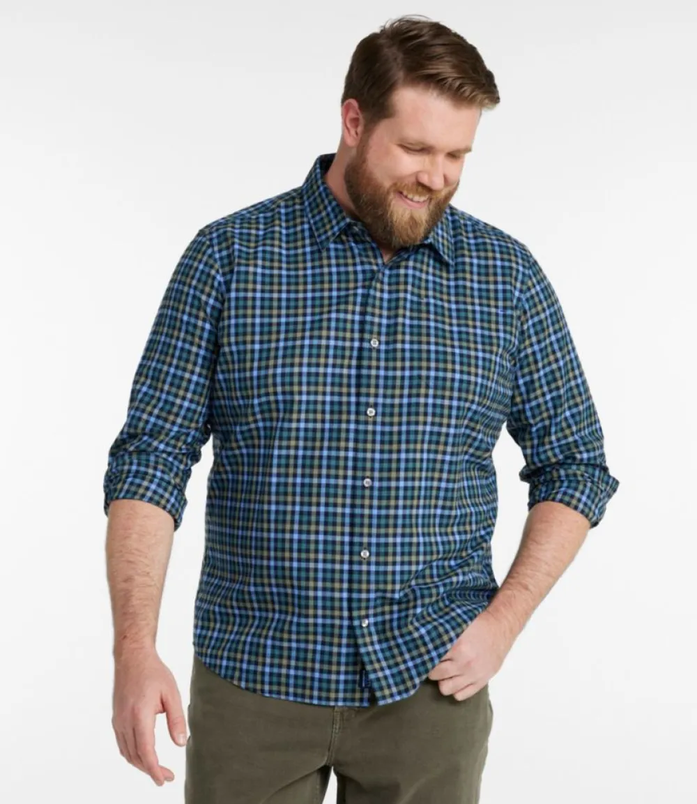 "Men's Wrinkle-Free Ultrasoft Brushed Cotton Shirt, Long-Sleeve, Slightly Fitted Untucked Fit"-L.L.Bean Sale