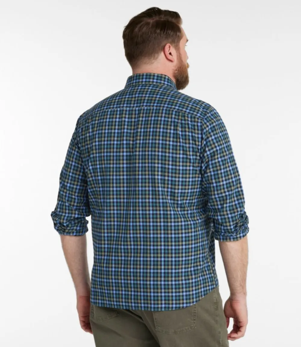 "Men's Wrinkle-Free Ultrasoft Brushed Cotton Shirt, Long-Sleeve, Slightly Fitted Untucked Fit"-L.L.Bean Sale