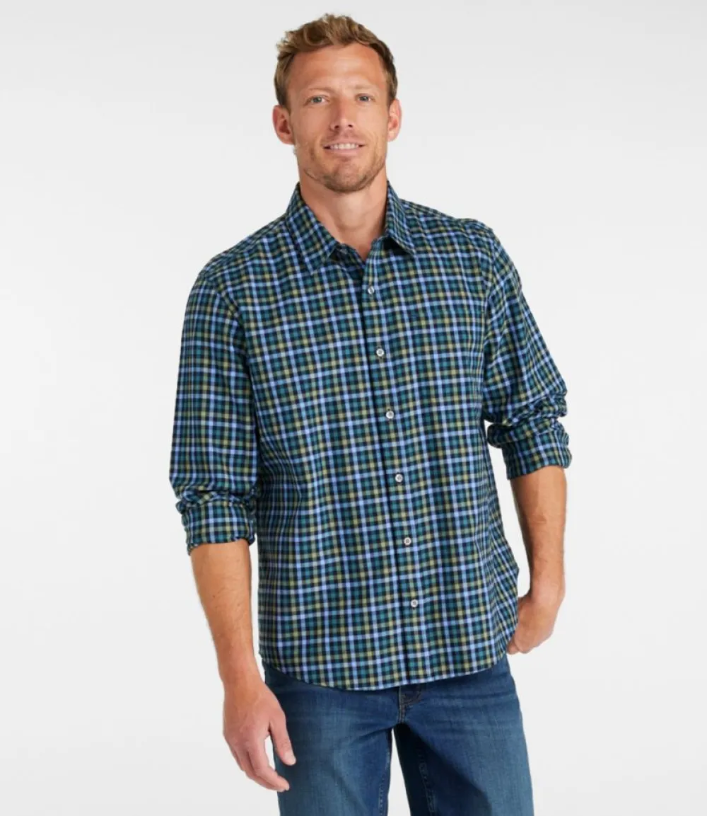 "Men's Wrinkle-Free Ultrasoft Brushed Cotton Shirt, Long-Sleeve, Traditional Untucked Fit"-L.L.Bean Hot