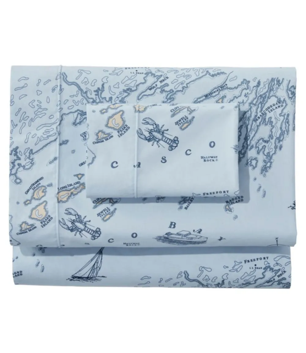 "Nautical Map Percale Sheet Collection"-L.L.Bean Store