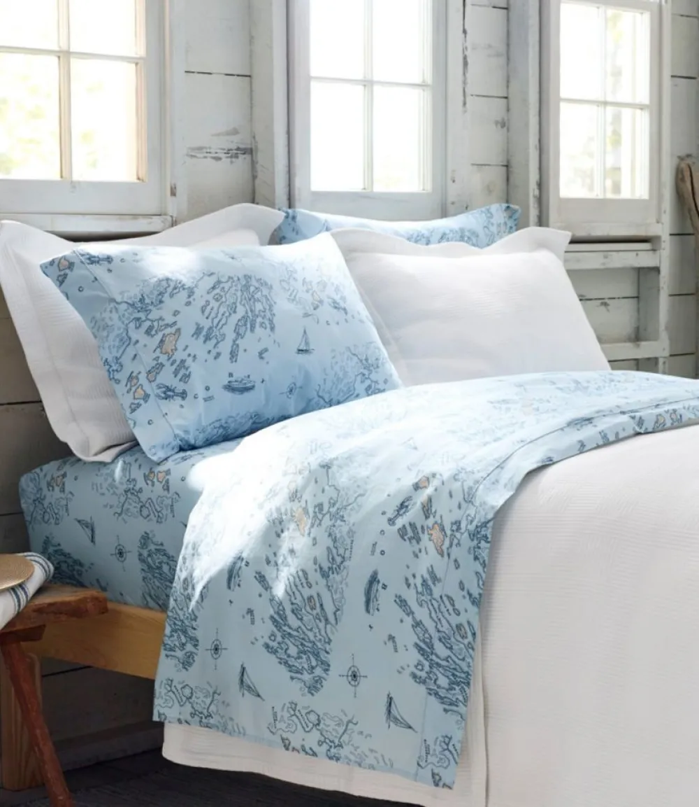 "Nautical Map Percale Sheet Collection"-L.L.Bean Store