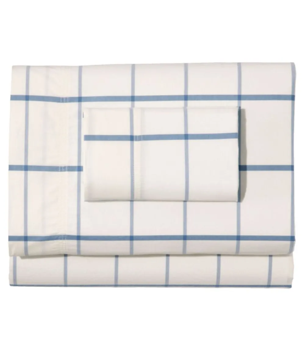 "Peached Cotton Sheet Collection, Windowpane"-L.L.Bean Clearance