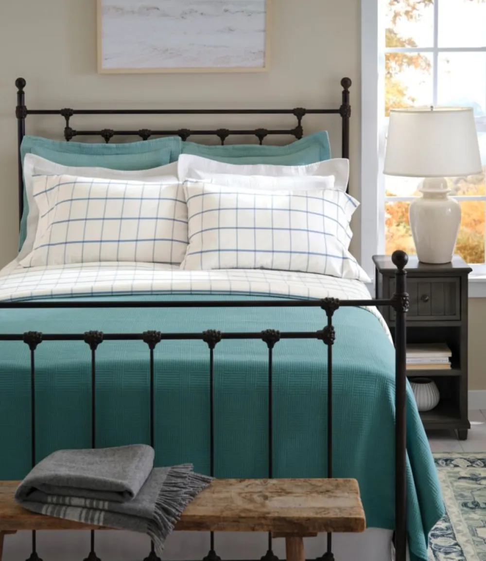 "Peached Cotton Sheet Collection, Windowpane"-L.L.Bean Clearance