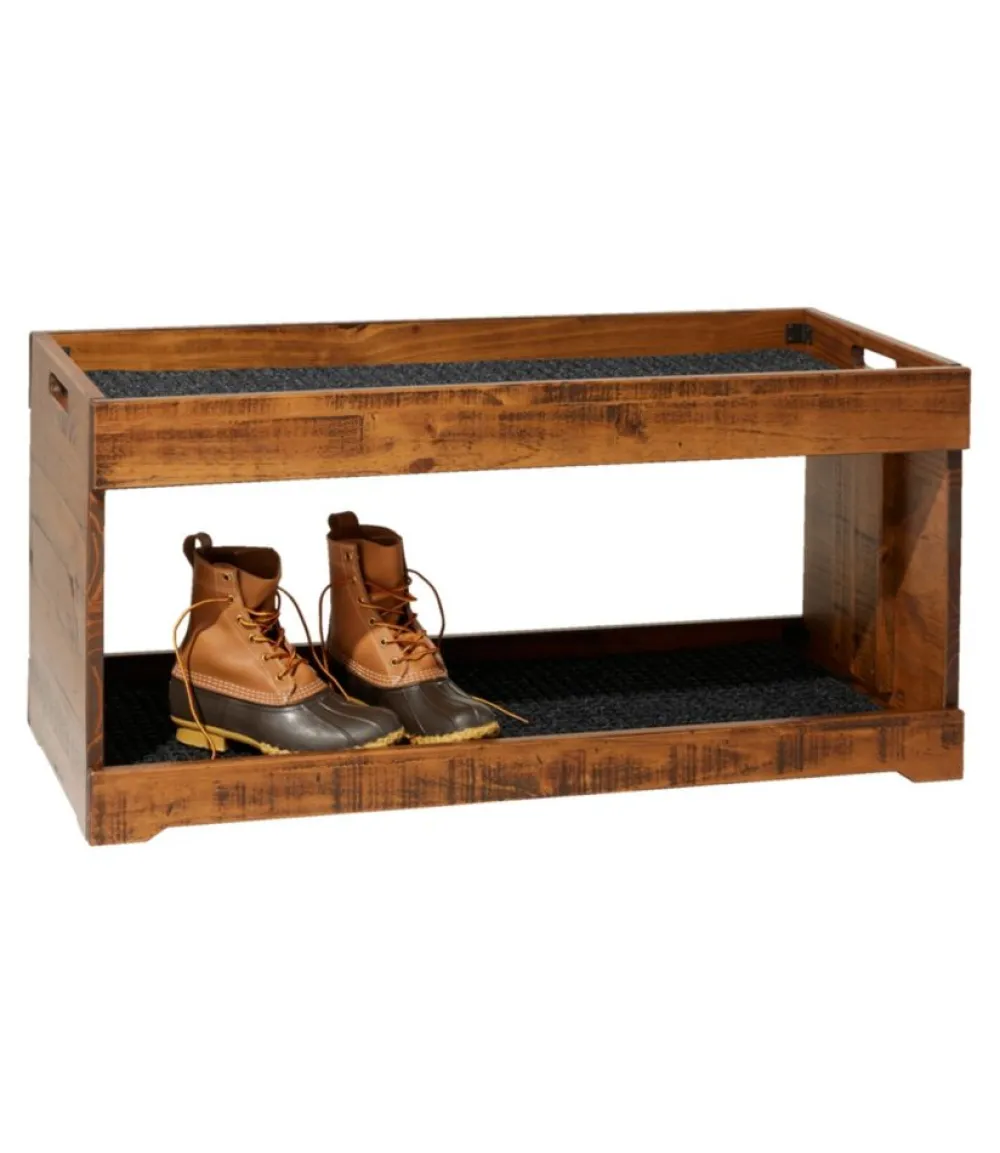 "Rustic Wooden Two Tier Boot Tray"-L.L.Bean Cheap