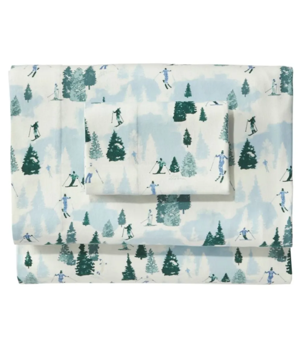 "Skier Scenic Flannel Sheet Set Collection"-L.L.Bean Cheap