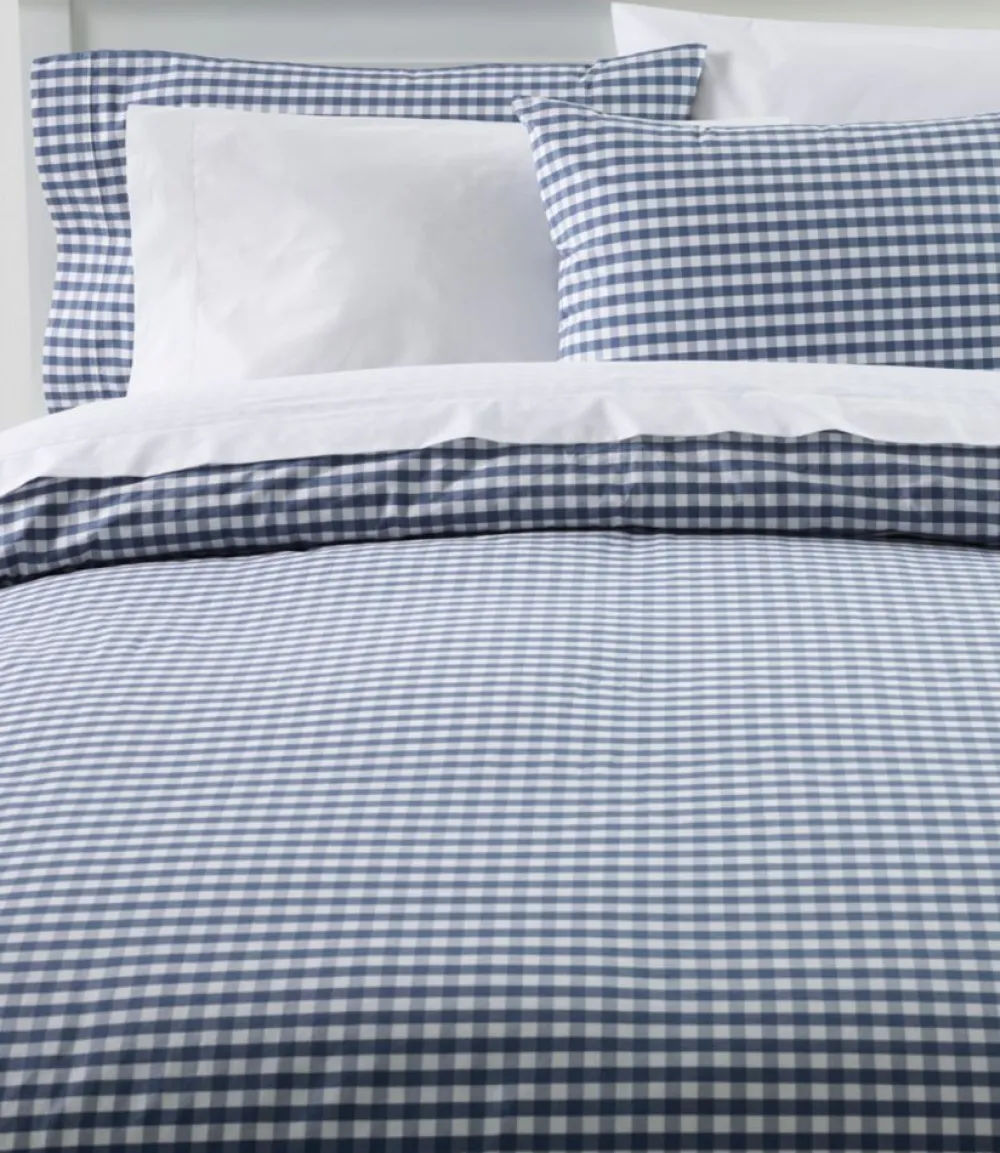 "Sunwashed Percale Comforter Cover, Gingham Check"-L.L.Bean Best