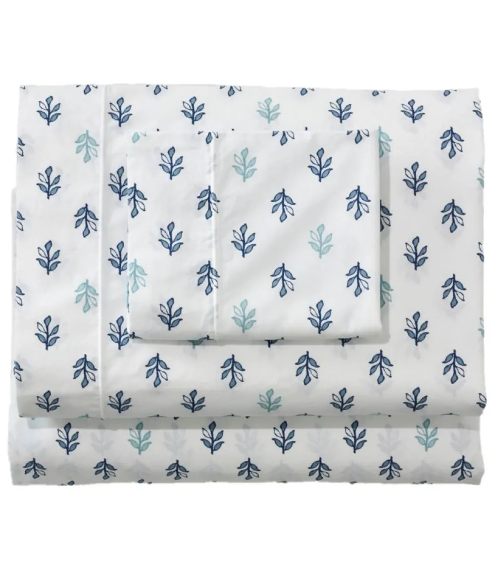 "Sunwashed Percale Sheet Collection, Leaf Print"-L.L.Bean Store