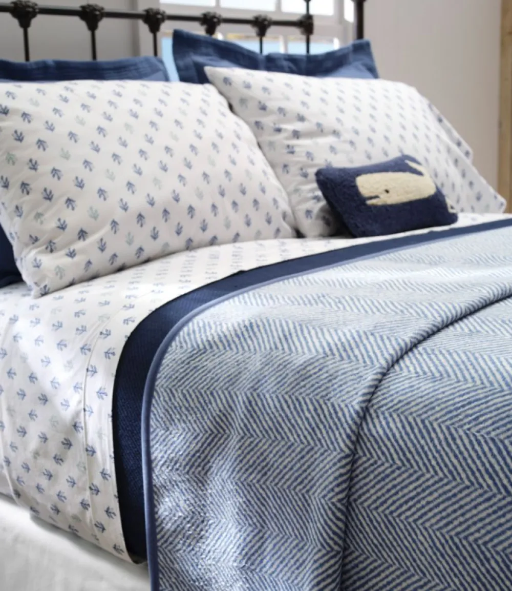 "Sunwashed Percale Sheet Collection, Leaf Print"-L.L.Bean Store