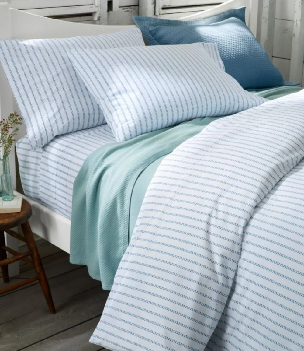 "Sunwashed Percale Sheet Collection, Stripe Leaf"-L.L.Bean Flash Sale