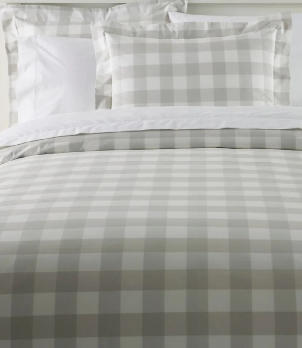 "280-Thread-Count Pima Percale Comforter Cover Collection, Check"-L.L.Bean Clearance