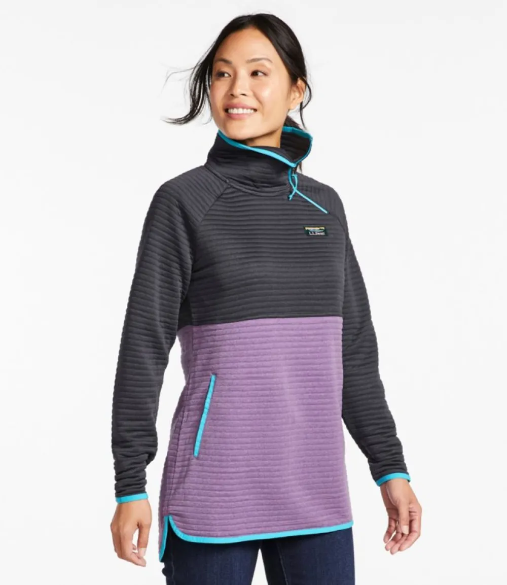 "Women's Airlight Knit Asymmetrical Quarter-Zip Tunic, Colorblock"-L.L.Bean Sale