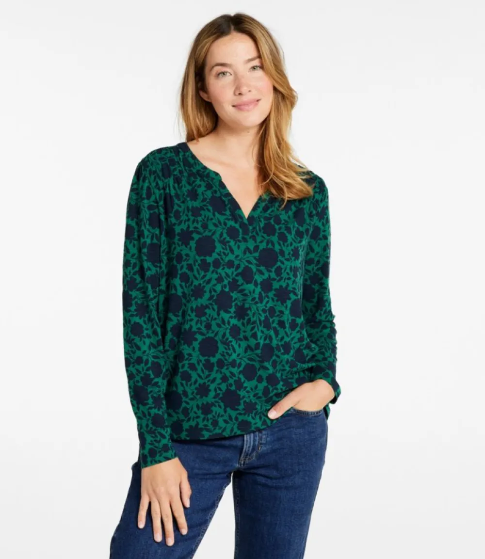 "Women's Camden Hills Tee, Long-Sleeve Print"-L.L.Bean Fashion