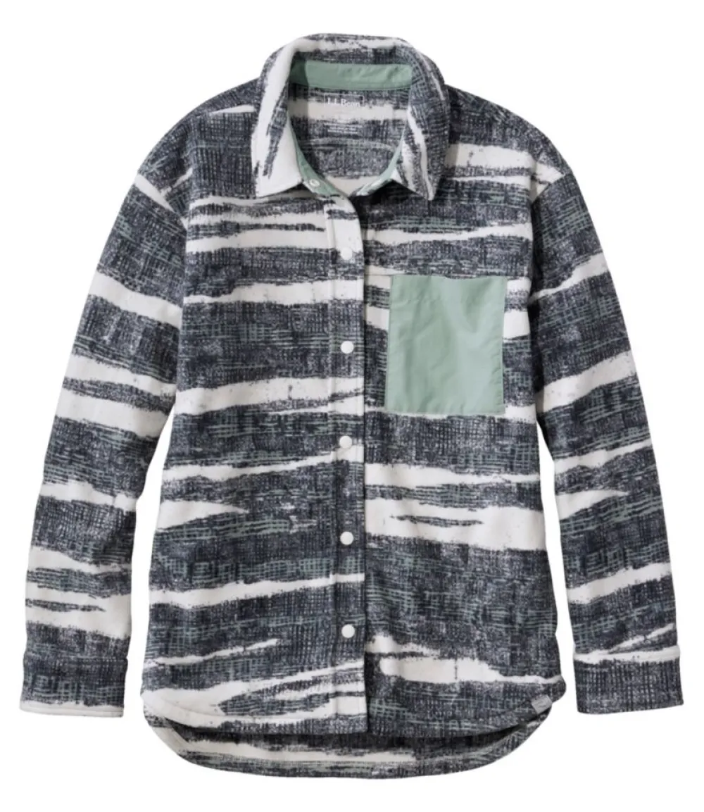 "Women's Camp Fleece Overshirt, Print"-L.L.Bean Store