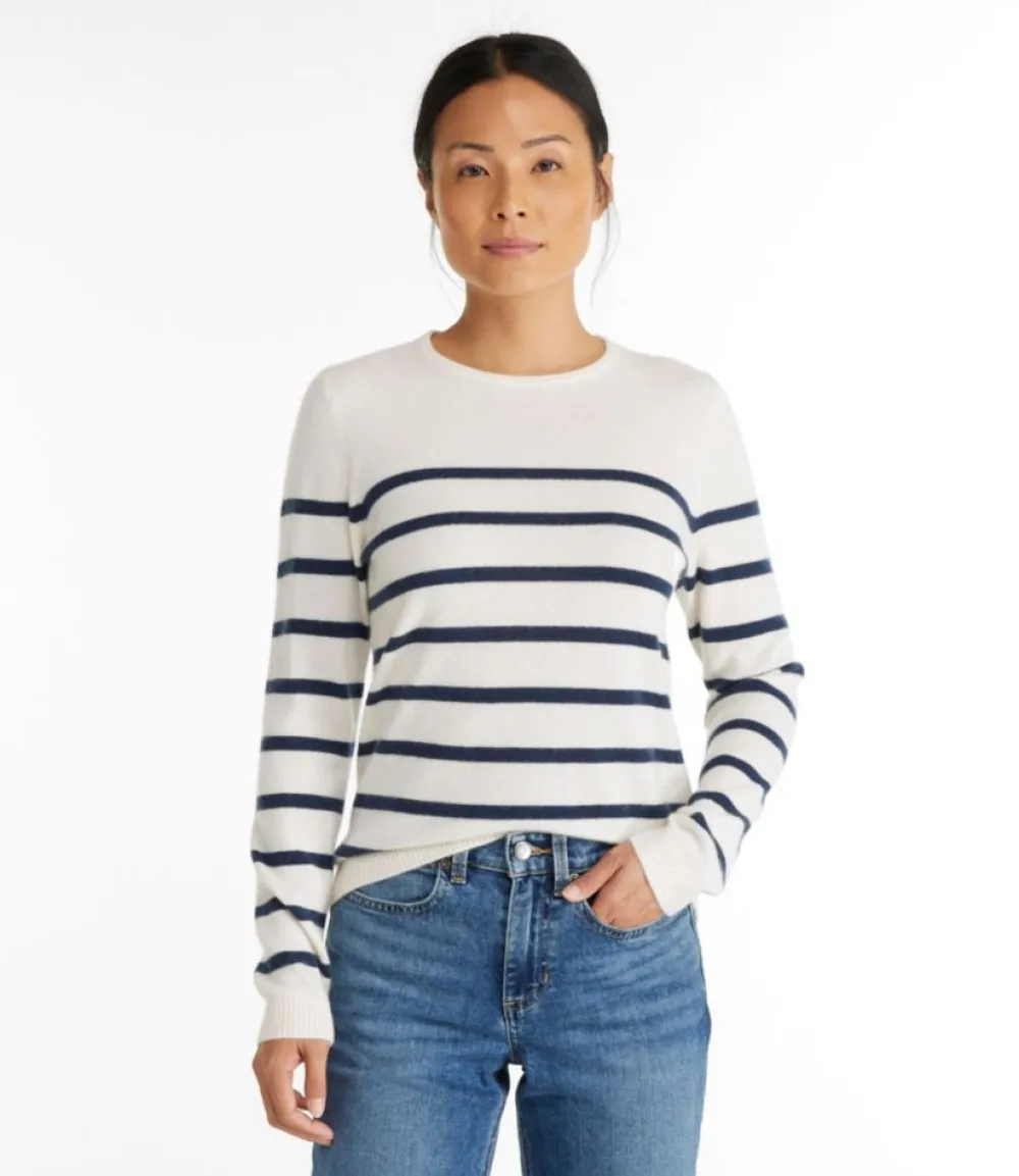 "Women's Classic Cashmere Sweater, Crewneck Stripe"-L.L.Bean Best Sale