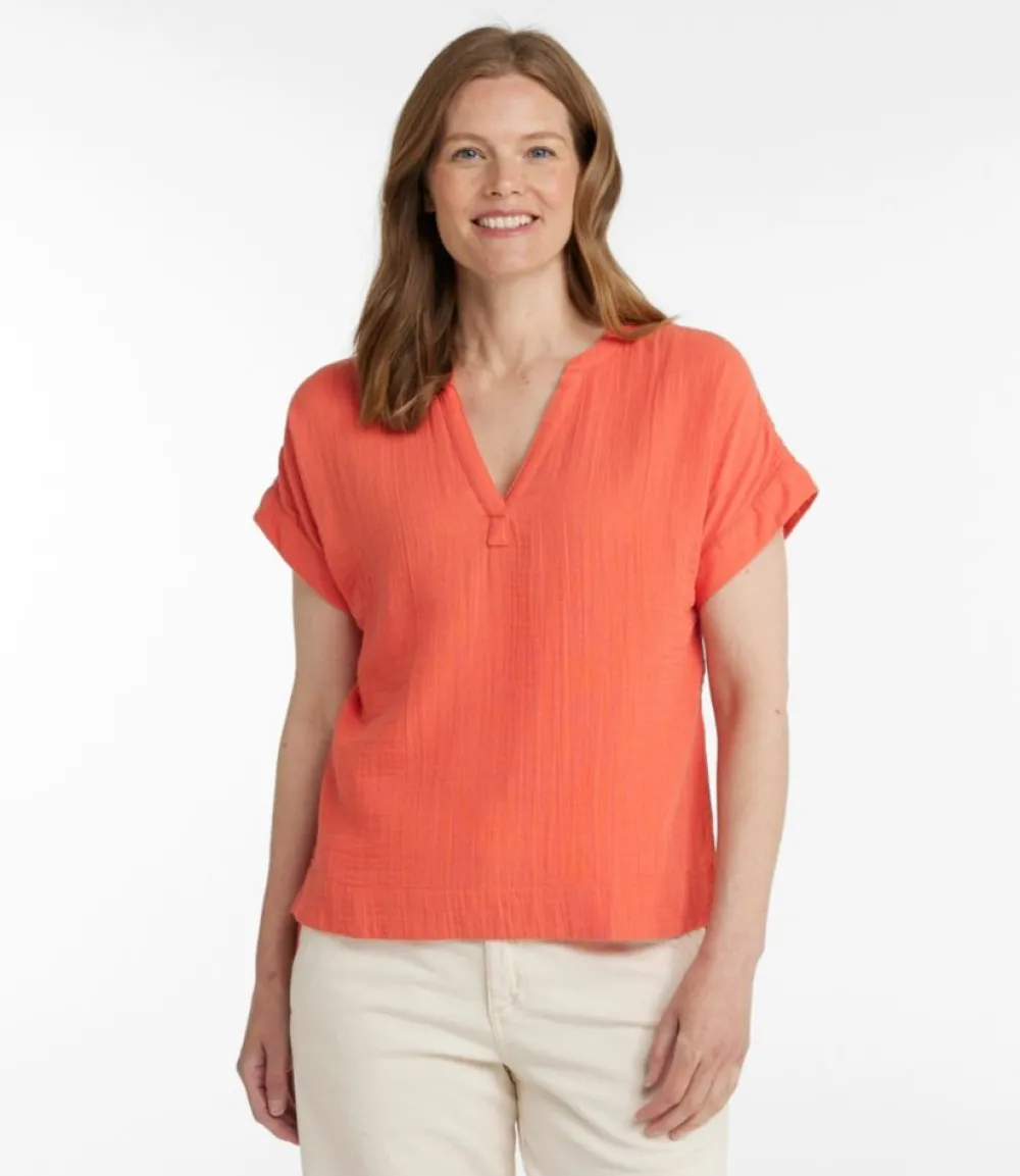 "Women's Cloud Gauze Shirt, Short-Sleeve"-L.L.Bean New