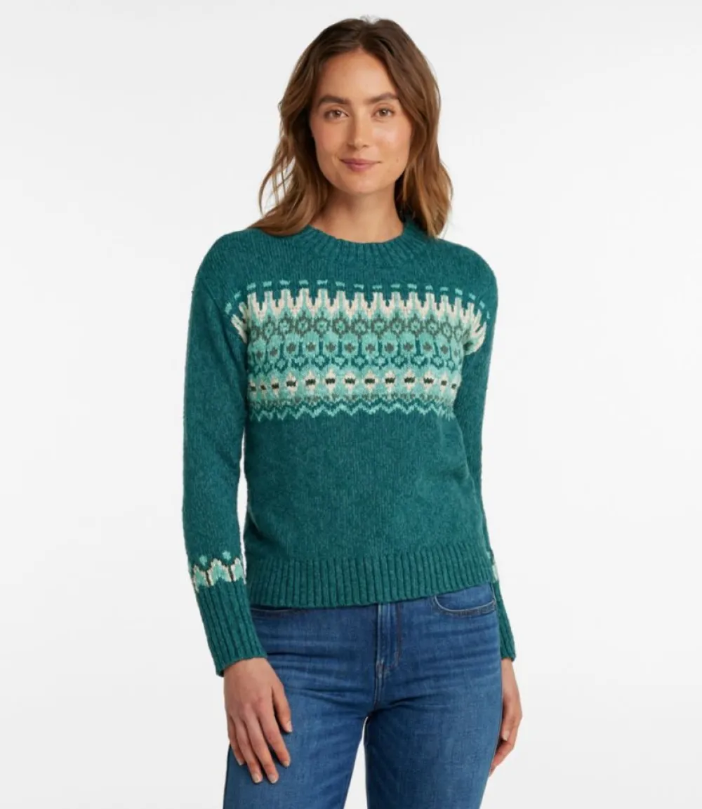 "Women's Cotton Ragg Sweater, Crewneck Fair Isle"-L.L.Bean Best