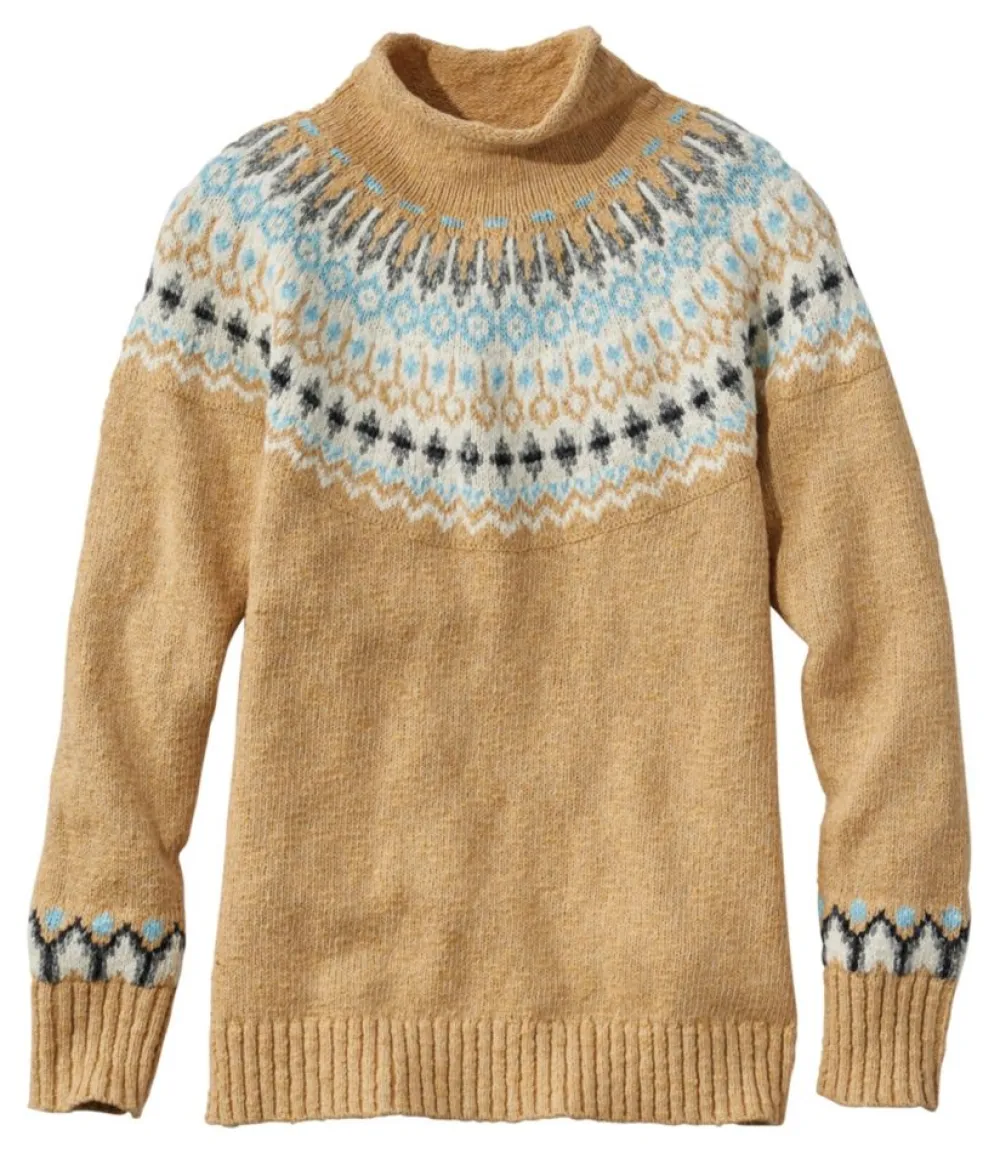 "Women's Cotton Ragg Sweater, Funnelneck Pullover Fair Isle"-L.L.Bean Best Sale