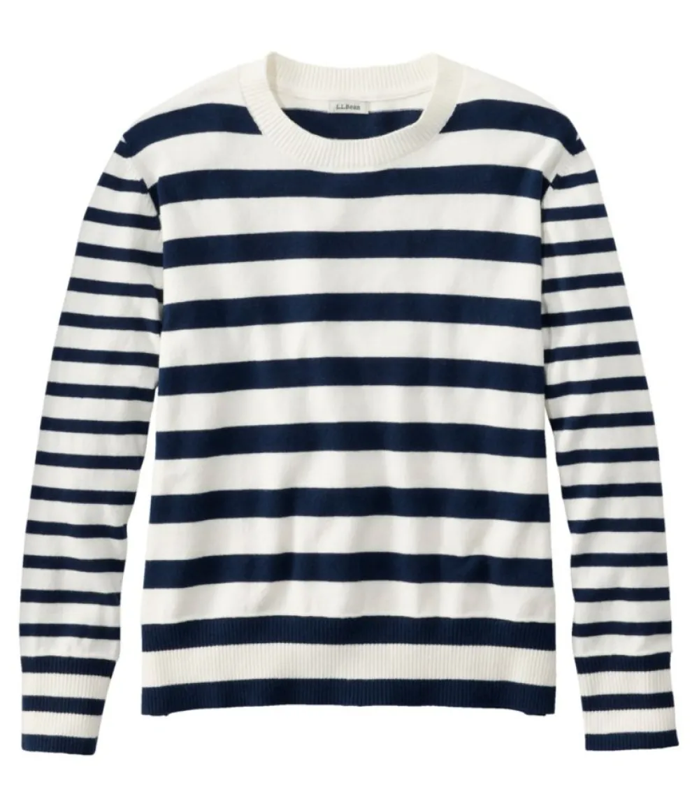 "Women's Cotton/Cashmere Sweater, Crewneck Stripe"-L.L.Bean Sale