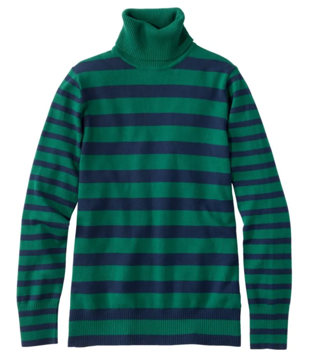 "Women's Cotton/Cashmere Sweater, Turtleneck Stripe"-L.L.Bean Shop