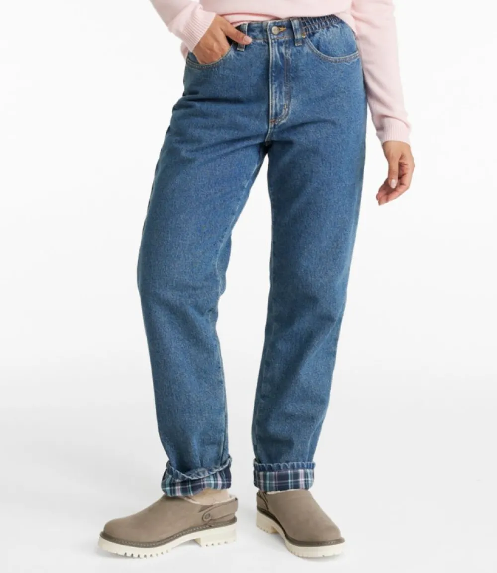 "Women's Double L® Jeans, Ultra High-Rise Comfort Waist Tapered Leg Flannel-Lined"-L.L.Bean Discount