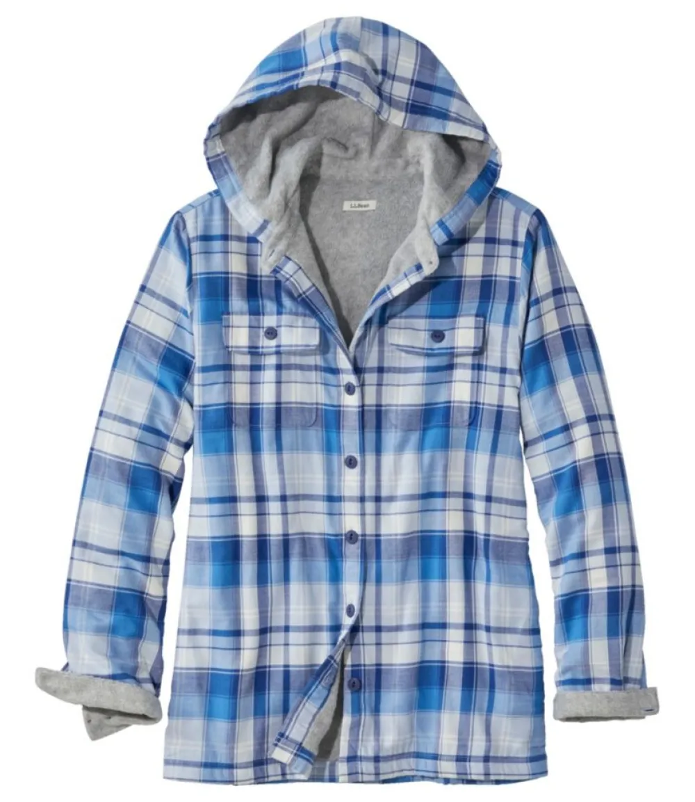 "Women's Fleece-Lined Flannel Hoodie, Plaid"-L.L.Bean New