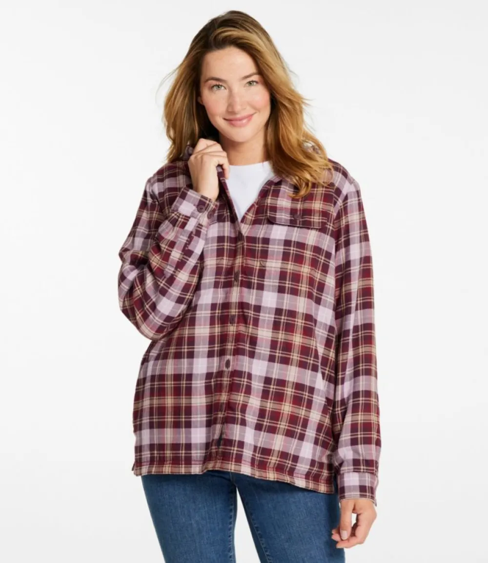 "Women's Fleece-Lined Flannel Hoodie, Plaid"-L.L.Bean New