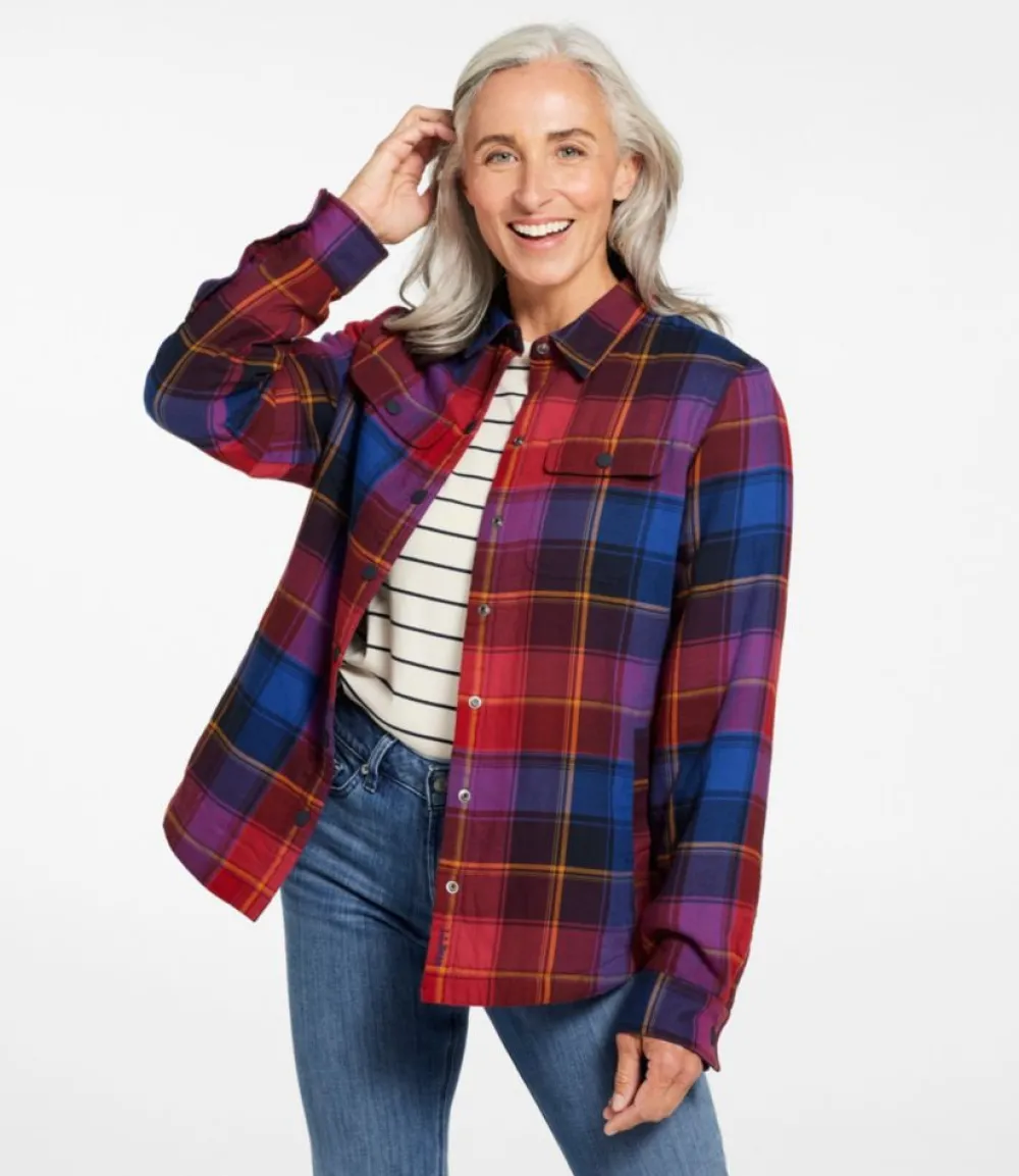 "Women's Fleece-Lined Flannel Shirt, Snap-Front Plaid"-L.L.Bean Best Sale