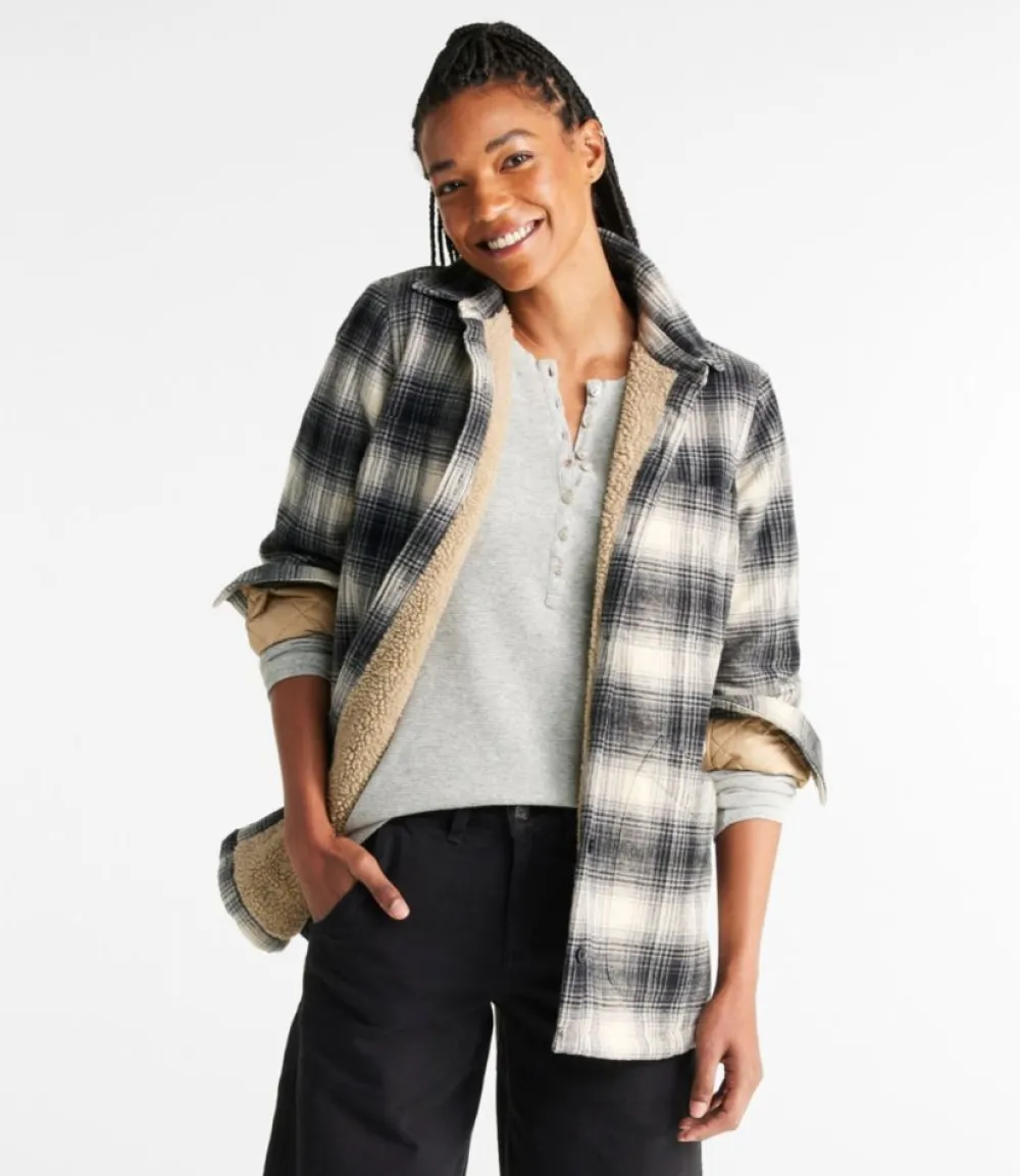 "Women's Heritage Chamois Shirt, Sherpa-Lined Shacket Pattern"-L.L.Bean Discount