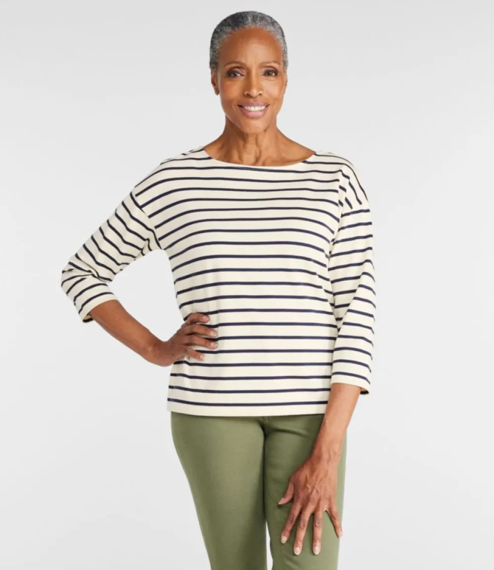 "Women's Heritage Mariner Top, Boatneck Three-Quarter-Sleeve Stripe"-L.L.Bean Outlet