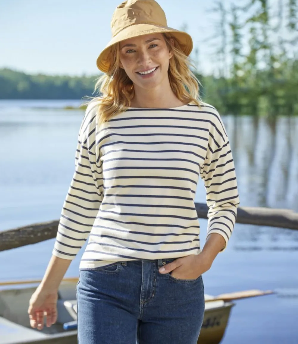 "Women's Heritage Mariner Top, Boatneck Three-Quarter-Sleeve Stripe"-L.L.Bean Outlet