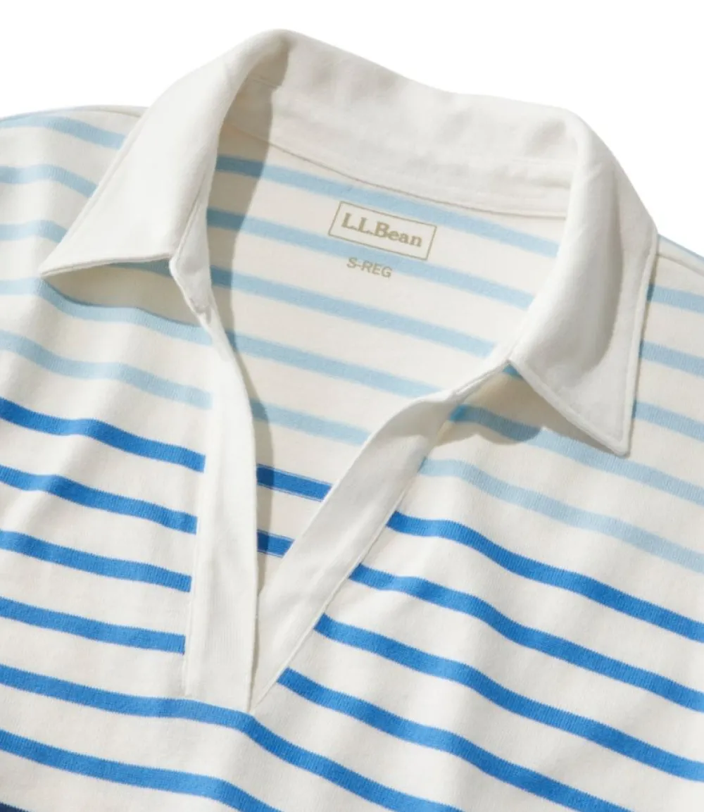 "Women's Heritage Mariner Top, Splitneck Polo Three-Quarter-Sleeve Stripe"-L.L.Bean Discount