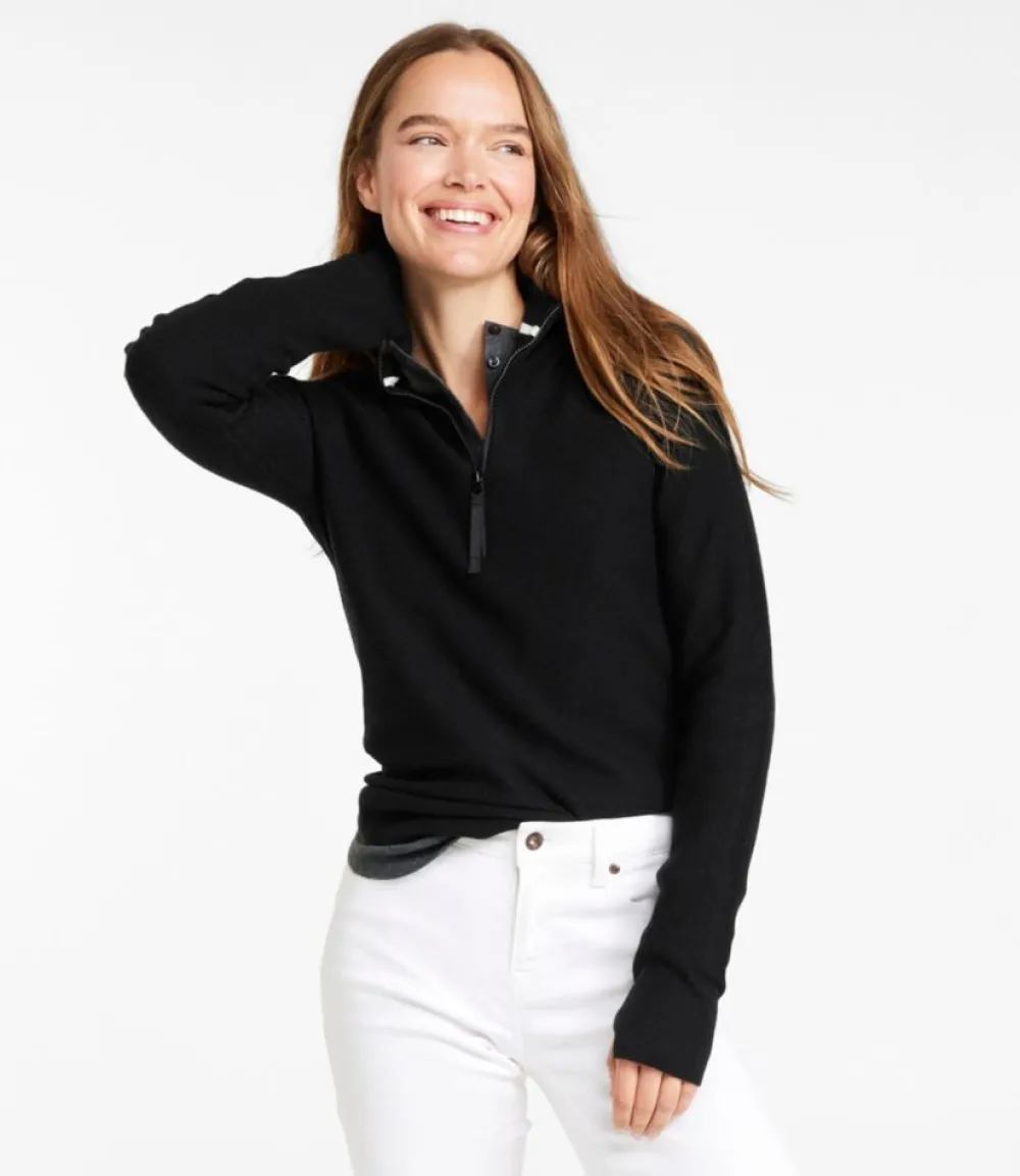 "Women's Honeycomb Merino Wool-Blend Sweater, Quarter-Zip"-L.L.Bean Sale