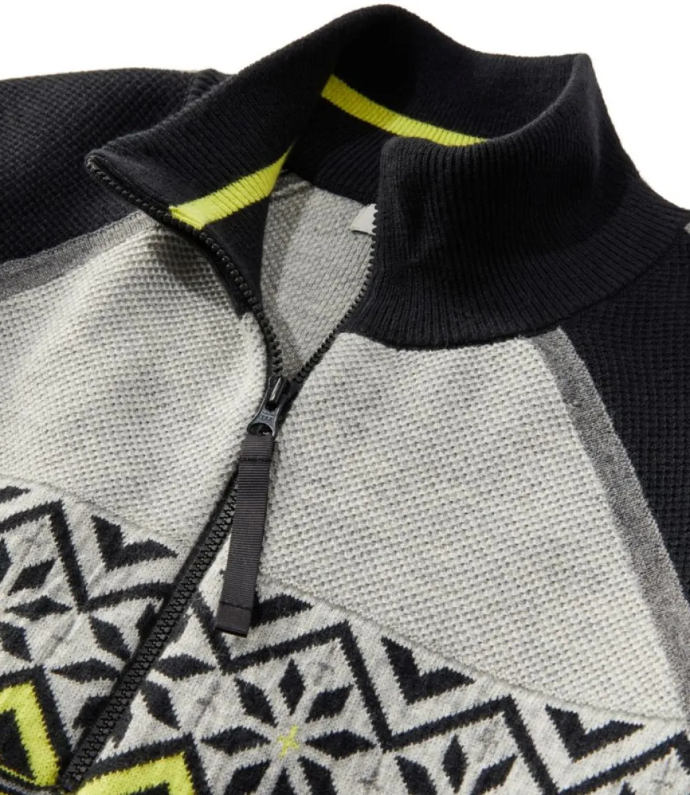 "Women's Honeycomb Merino Wool-Blend Sweater, Quarter-Zip Colorblock"-L.L.Bean Online