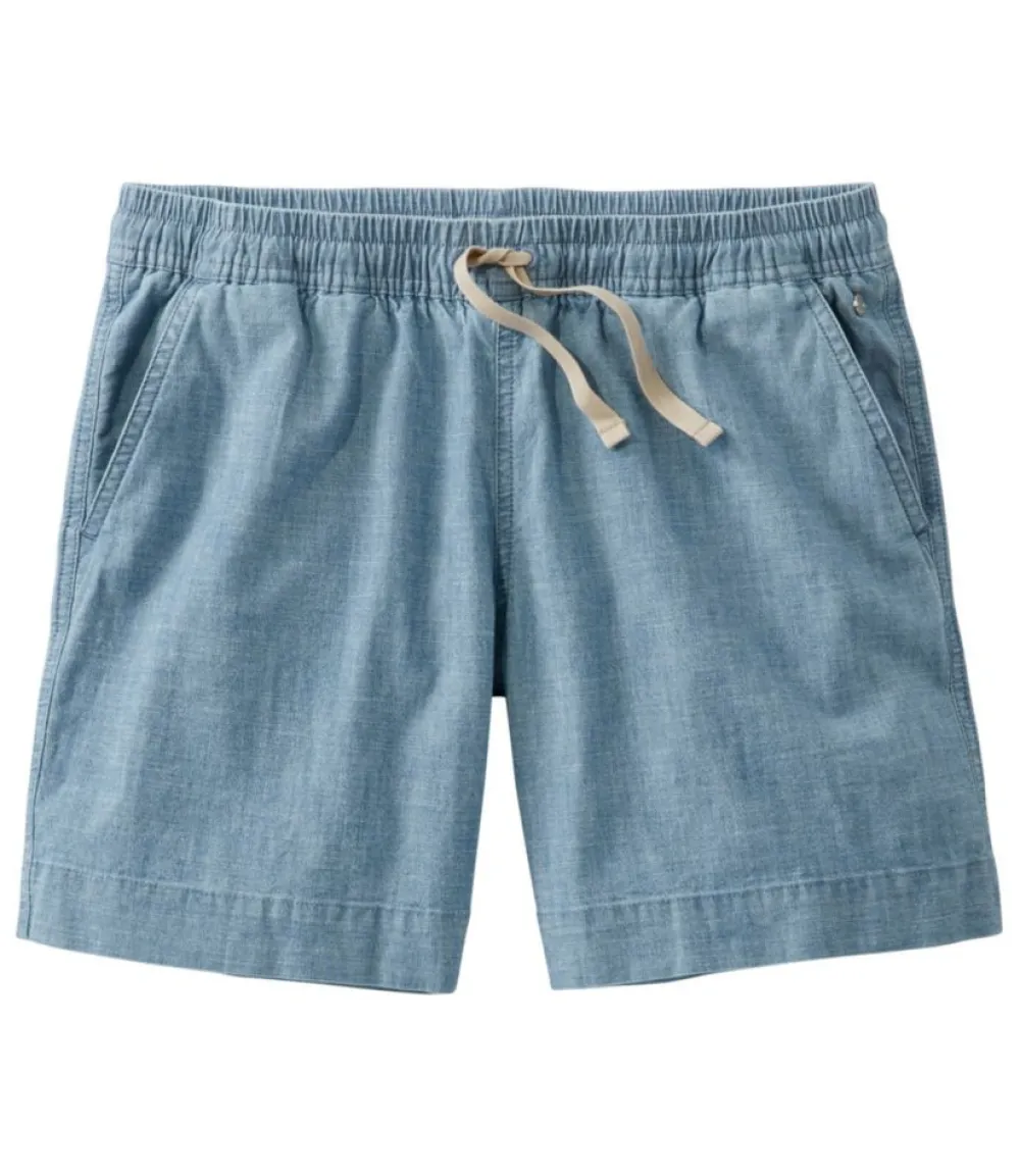 "Women's Lakewashed Dock Shorts, Mid-Rise Chambray"-L.L.Bean Clearance