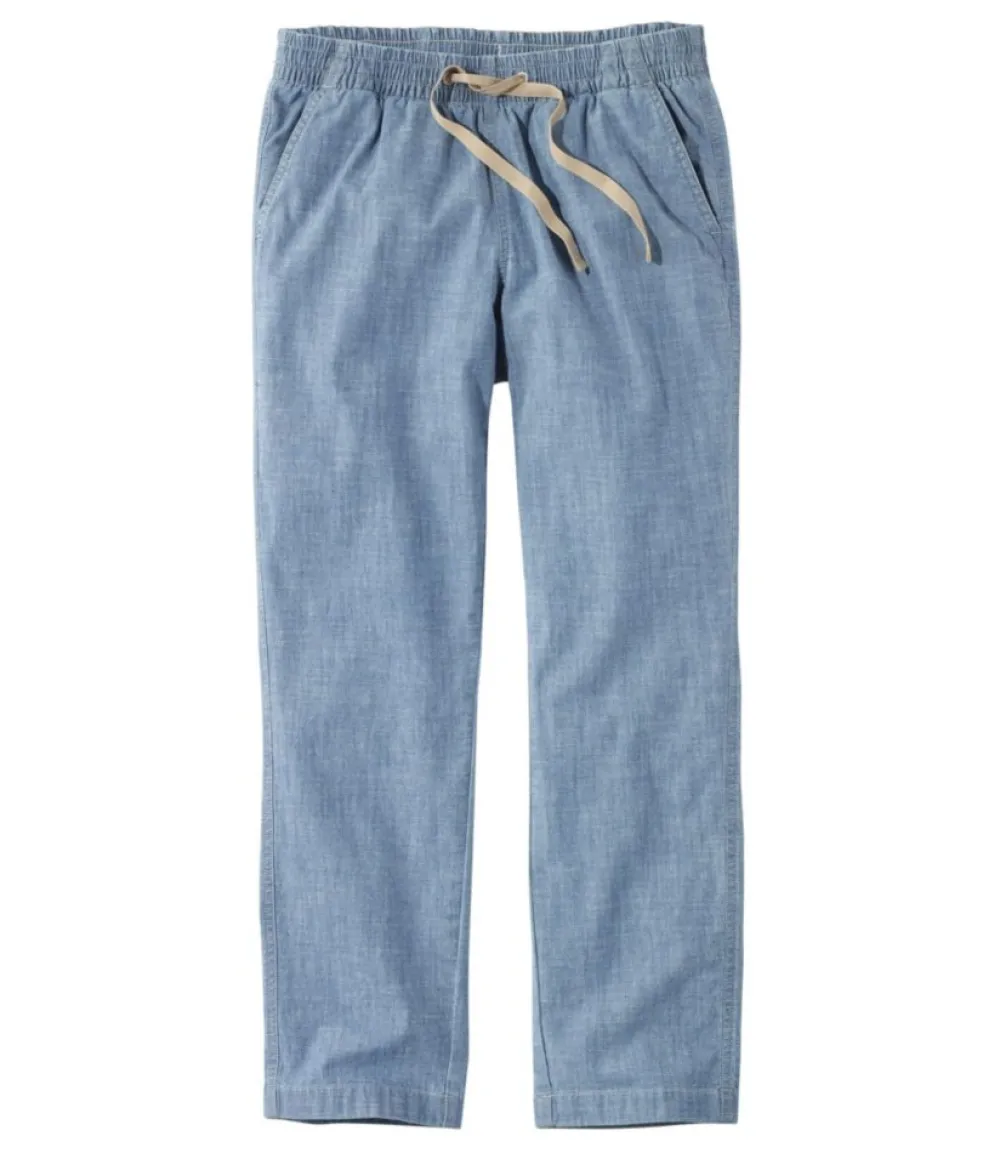 "Women's Lakewashed Pull-On Chinos, Mid-Rise Chambray Ankle Pants"-L.L.Bean Online