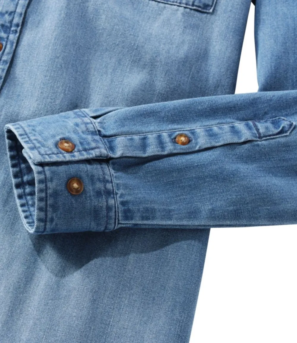"Women's L.L. Bean Heritage Washed Denim Shirt Dress"-L.L.Bean Discount