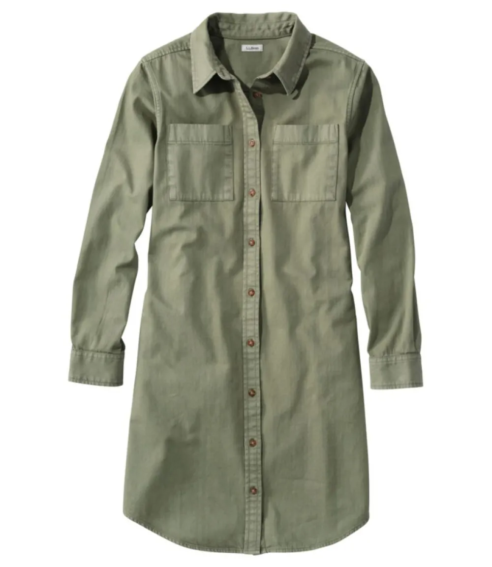 "Women's L.L. Bean Heritage Washed Denim Shirt Dress, Garment-Dye"-L.L.Bean New