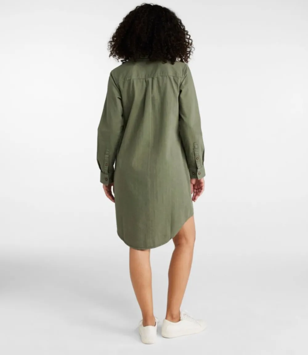 "Women's L.L. Bean Heritage Washed Denim Shirt Dress, Garment-Dye"-L.L.Bean New