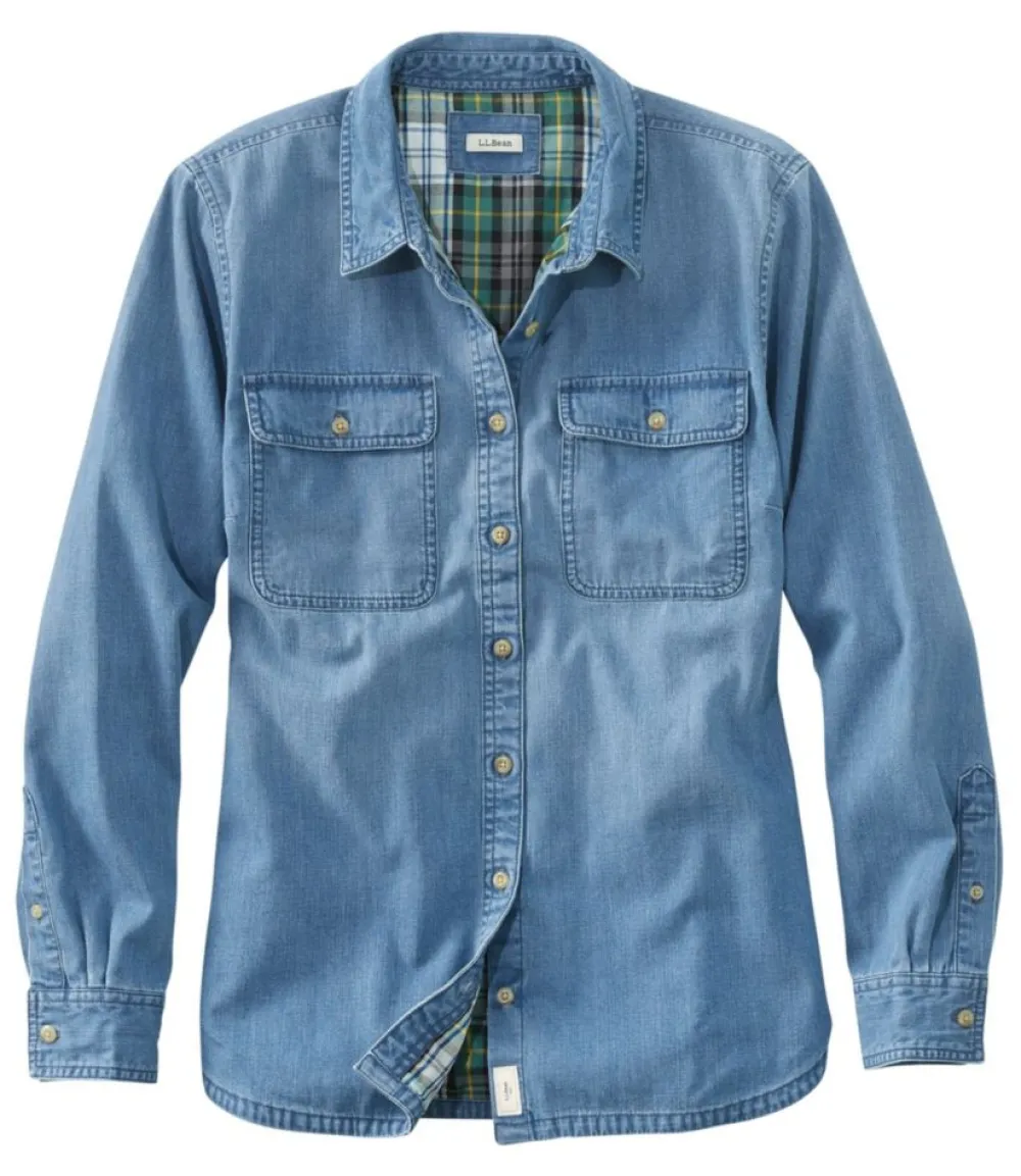 "Women's L.L. Bean Heritage Washed Denim Shirt, Lined"-L.L.Bean Discount