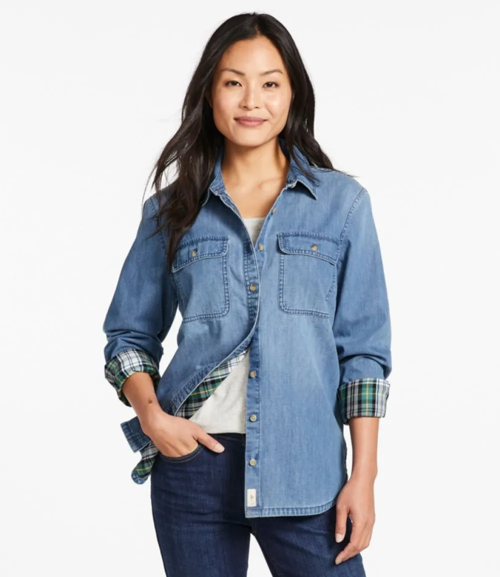 "Women's L.L. Bean Heritage Washed Denim Shirt, Lined"-L.L.Bean Discount